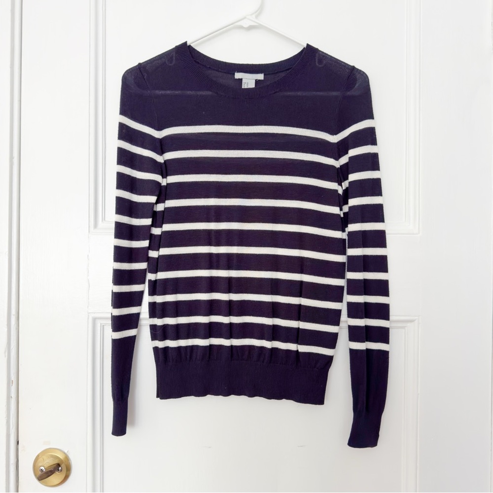H&M Navy and White Striped Sweater